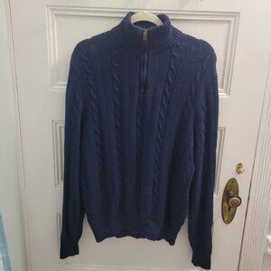 Ralph Lauren Polo Golf Navy Blue Cable Knit Sweater XL Cotton Silk Cashmere